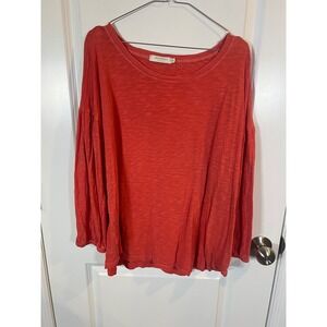 Mododoc Womens Top 100% Cotton Slub Knit Red XL